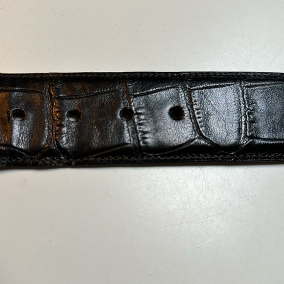 Yves Saint Laurent Vintage 80s Rare black Alligator Belt~Monogram Gold ❤️ Dangle - Picture 10 of 14